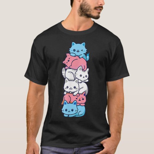 Transgender Pride Cat LGBT Trans Flag Cute Cats Pi T_Shirt