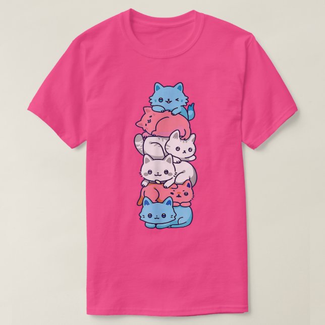 Transgender Pride Cat LGBT Trans Flag Cute Cats Pi T-Shirt (Design Front)