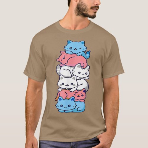Transgender Pride Cat LGBT Trans Flag Cute Cats Pi T_Shirt