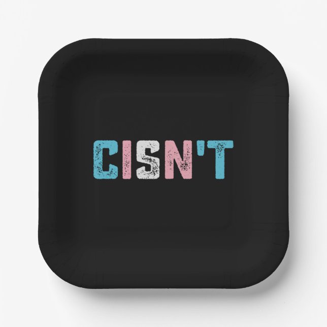 Transgender Pride Cisn't LGBTQ Trans Flag Funny Paper Plates (Front)