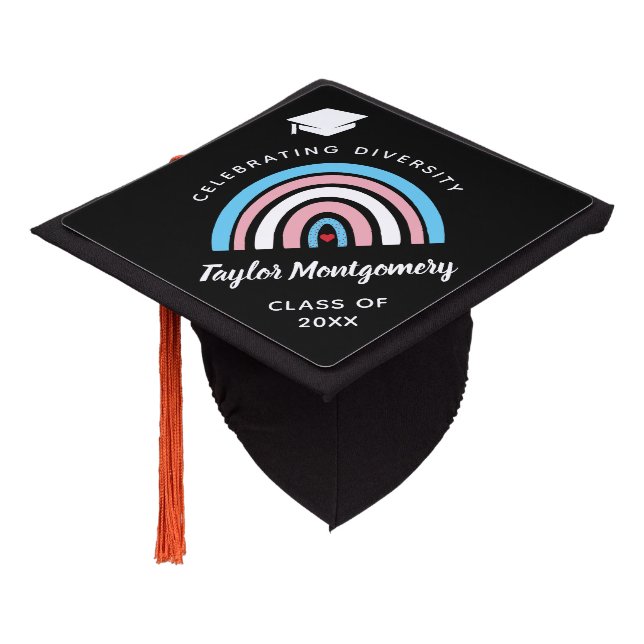 Transgender Pride College High School Grad Cap (Angled)