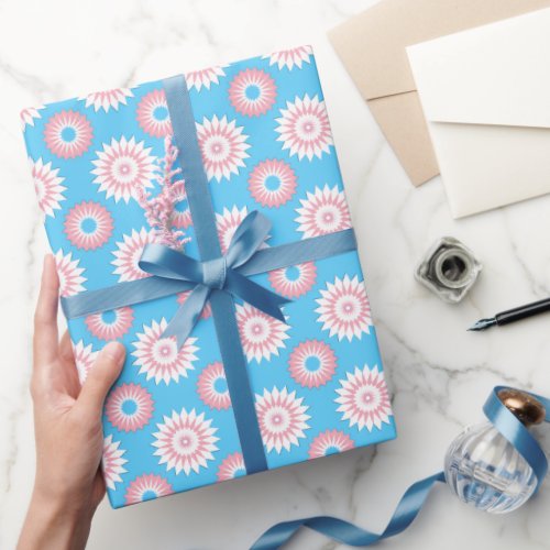 Transgender pride colors  blue flower wrapping paper