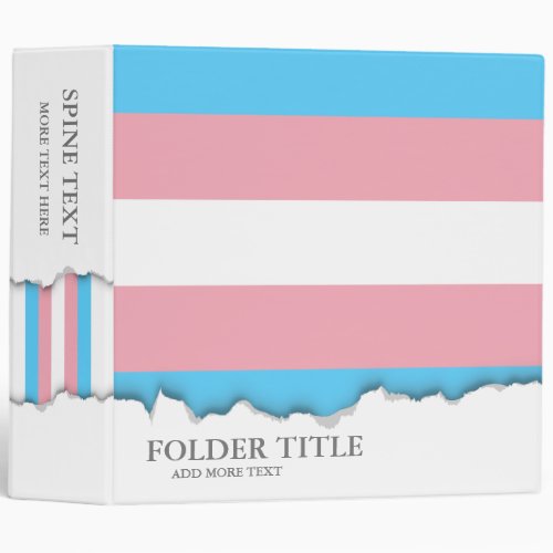 Transgender Pride Flag 3 Ring Binder