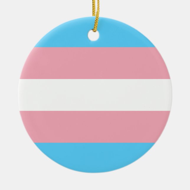 Transgender Pride Flag Ceramic Ornament (Front)