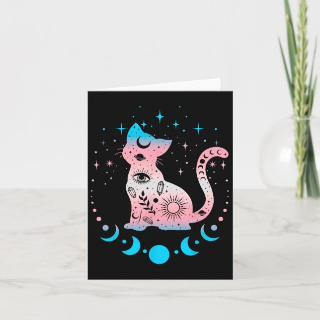 Transgender Pride Flag Colors Cat Lovers  Card (Front)