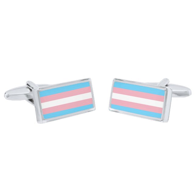 Transgender Pride Flag Cufflinks (Angled)