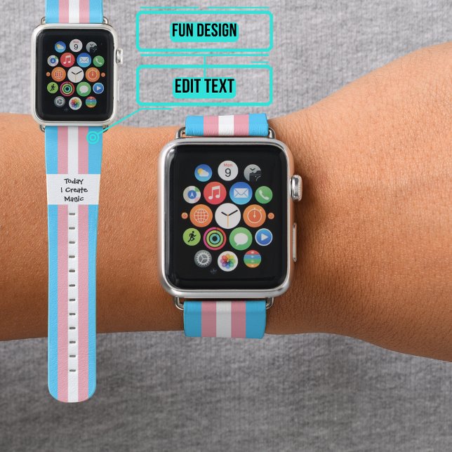 Transgender Pride Flag Edition Apple Watch Band (This Apple watch bands riff on the colors of the Transgender Pride flag.)