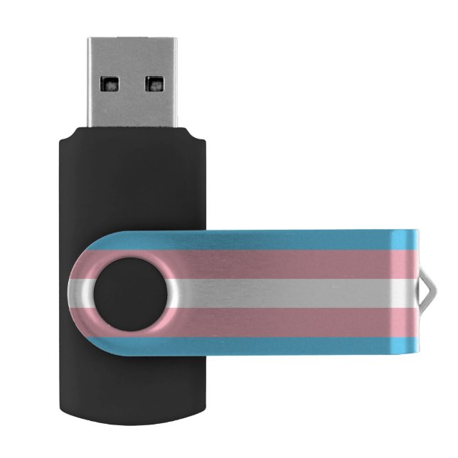 Transgender pride flag flash drive (Opened)