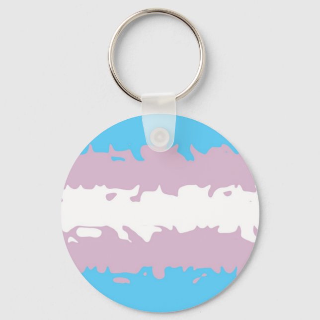 Transgender Pride Flag (Fuzzy) Keychain (Front)