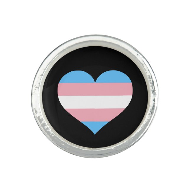 Transgender Pride Flag Heart Motif Trans Pride Ring (Front)