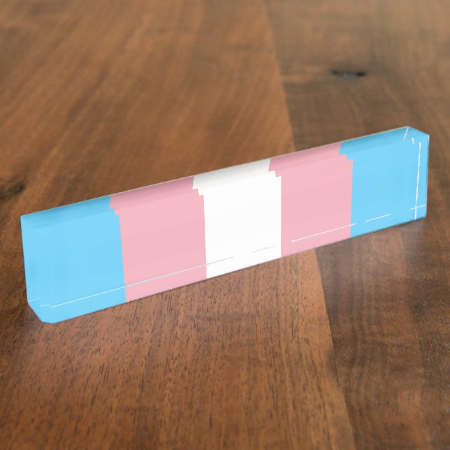 Transgender Pride Flag - LGBT Rainbow Desk Name Plate (Side)