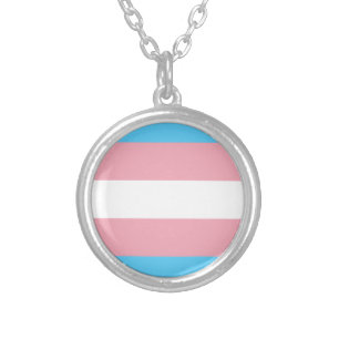 Transgender Pride Flag - LGBT Rainbow Silver Plated Necklace