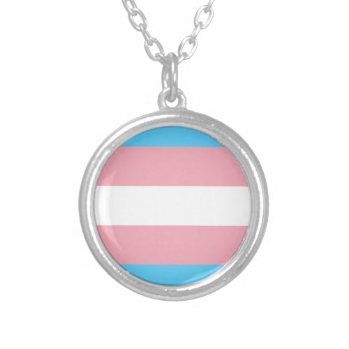 Transgender Pride Flag _ LGBT Trans Rainbow Silver Plated Necklace