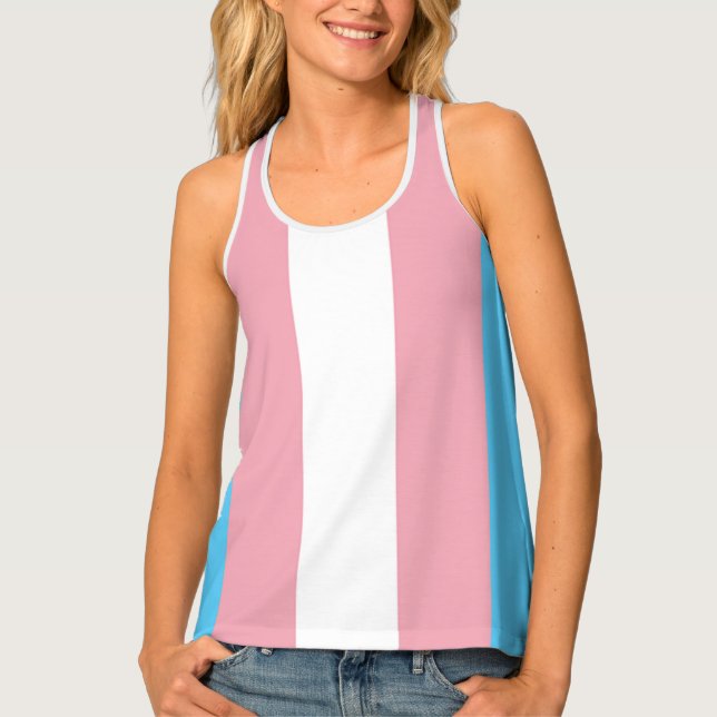 Transgender Pride Flag LGBTQ+ Allover-Print Tank Top (Front)