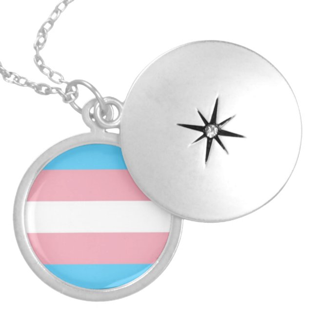 Transgender Pride Flag Locket Necklace (Front)