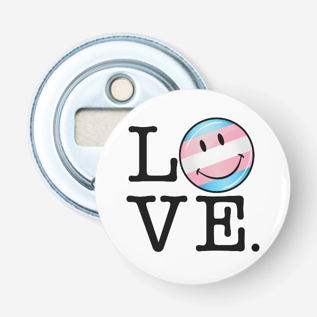 Transgender Pride Flag Love Bottle Opener (Front)