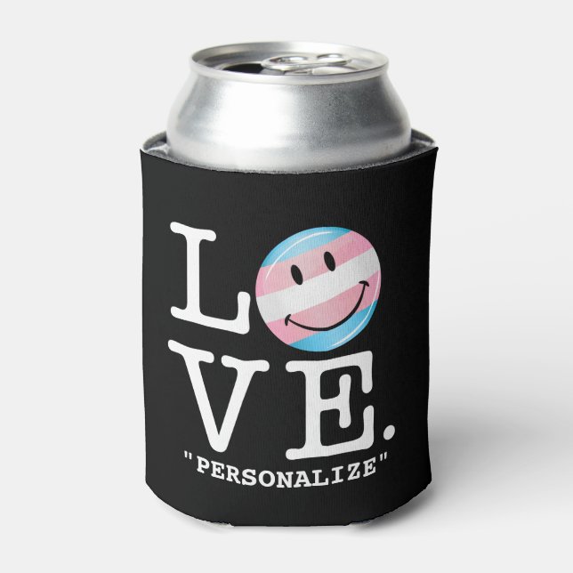 Transgender Pride Flag Love Can Cooler (Can Front)