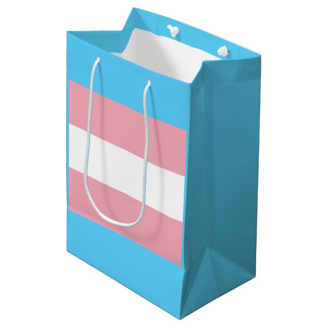 Transgender pride flag medium gift bag (Front Angled)