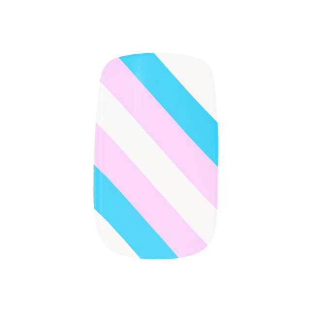 Transgender Pride Flag Minx Nail Art (Left Thumb)