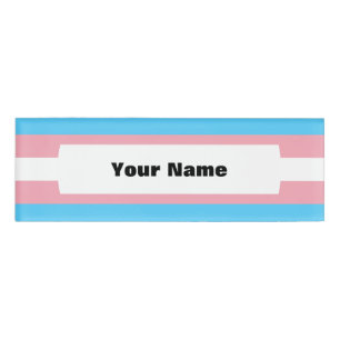 Transgender pride flag name tag