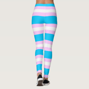 Transgender Pride Flag - Pink, Blue, White Stripe Leggings