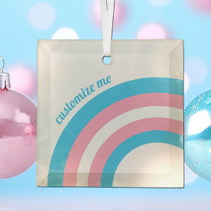 Transgender Pride Flag Rainbow Custom Christmas Glass Ornament