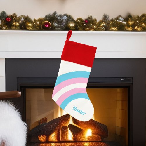 Transgender Pride Flag Rainbow Cute Personalized Christmas Stocking