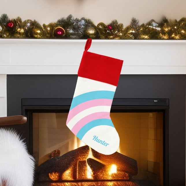 Transgender Pride Flag Rainbow Cute Personalized Christmas Stocking (Creator Uploaded)