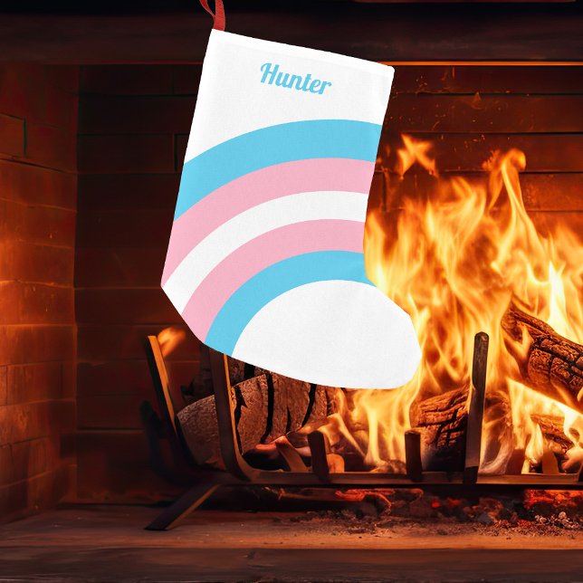 Transgender Pride Flag Rainbow Personalized Small Christmas Stocking (Creator Uploaded)