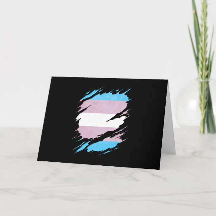 Transgender Pride Flag Ripped Reveal Card Zazzle Com