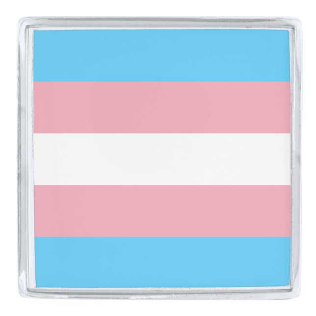 Transgender Pride Flag Silver Finish Lapel Pin (Front)