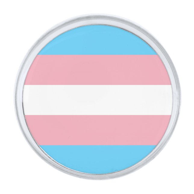Transgender Pride Flag Silver Finish Lapel Pin (Front)