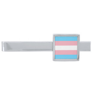 Transgender Pride Flag Silver Finish Tie Bar
