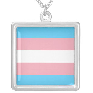 Transgender Pride Flag Silver Plated Necklace