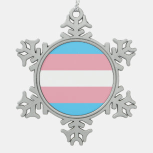 Transgender Pride Flag Snowflake Pewter Christmas Ornament