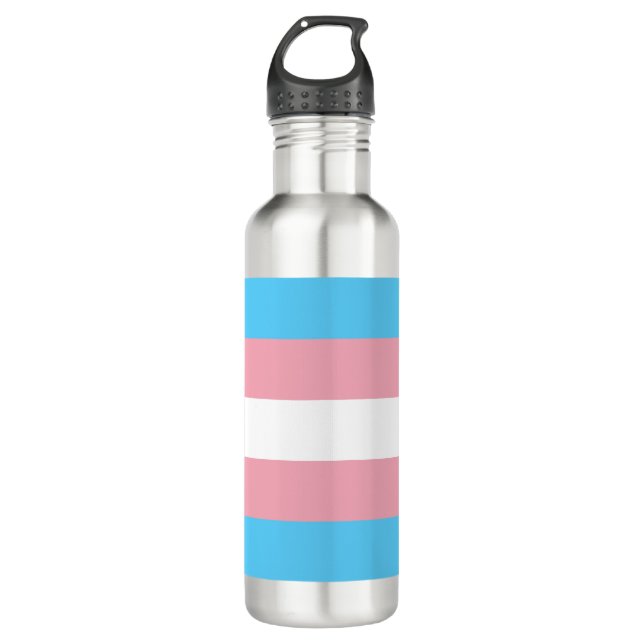 Transgender Pride Flag Stainless Steel Water Bottle (Front)