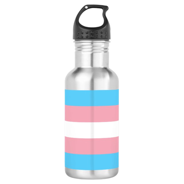 Transgender Pride Flag Stainless Steel Water Bottle (Front)