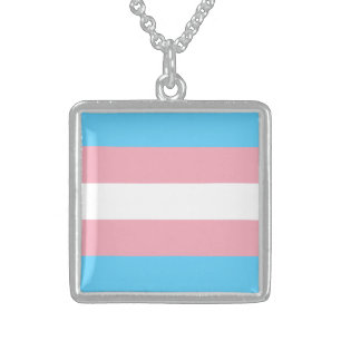 Transgender Pride Flag Sterling Silver Necklace