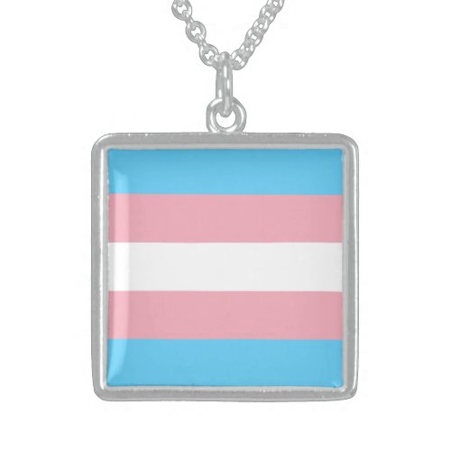 Transgender Pride Flag Sterling Silver Necklace