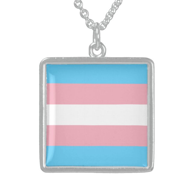 Transgender Pride Flag Sterling Silver Necklace (Front)