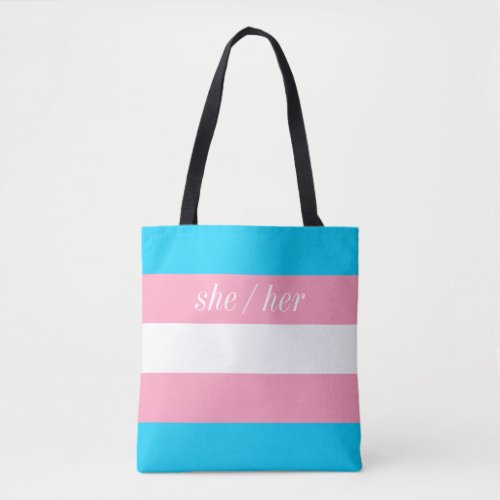 Transgender Pride Flag  Stripe Preferred Pronouns Tote Bag