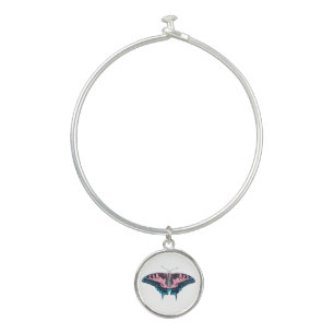 Transgender Pride Flag Swallowtail Butterfly Bangle Bracelet