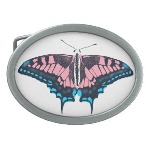 Transgender Pride Flag Swallowtail Butterfly Belt Buckle