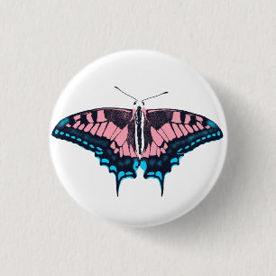 Transgender Pride Flag Swallowtail Butterfly Button