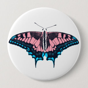 Transgender Pride Flag Swallowtail Butterfly Button