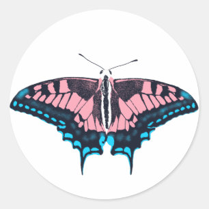 Transgender Pride Flag Swallowtail Butterfly Classic Round Sticker