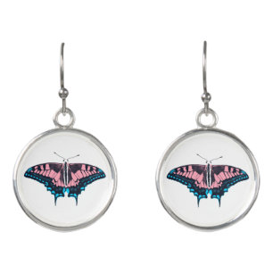 Transgender Pride Flag Swallowtail Butterfly Earrings