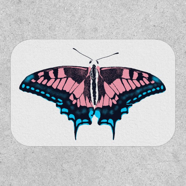 Transgender Pride Flag Swallowtail Butterfly Patch (Front)