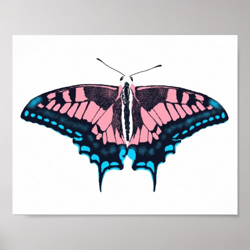Transgender Pride Flag Swallowtail Butterfly Poster