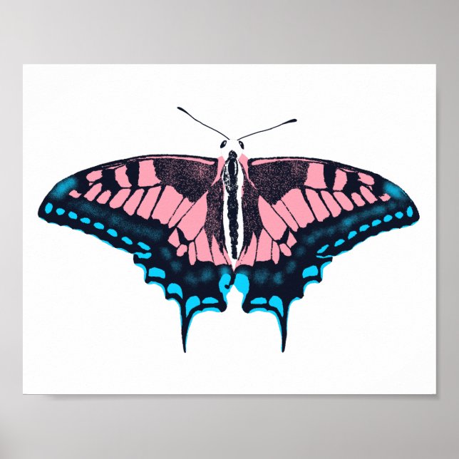 Transgender Pride Flag Swallowtail Butterfly Poster (Front)